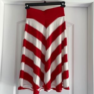 Midi Circle Skirt Red Chevron XS